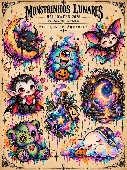 JOSI-08 — Monstrinhos Lunares — flash de Josi para o Halloween 2026 em Porto Alegre