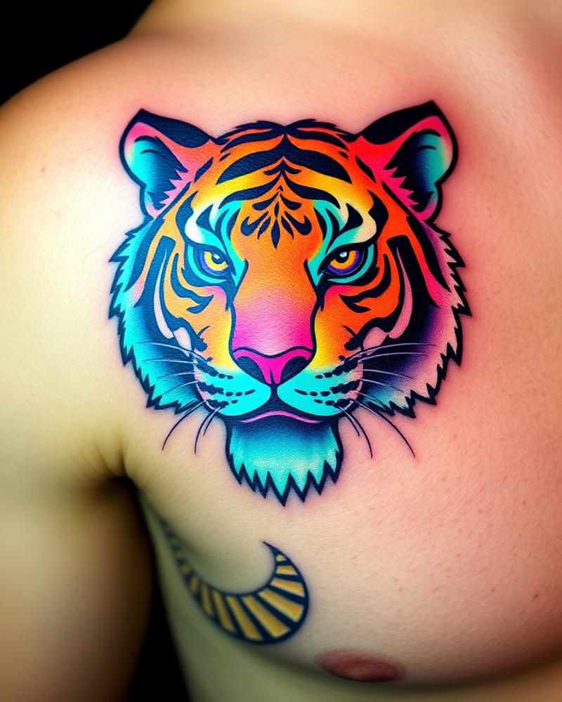 Tatuagem New School — Tigre Psicodélico por Bagé