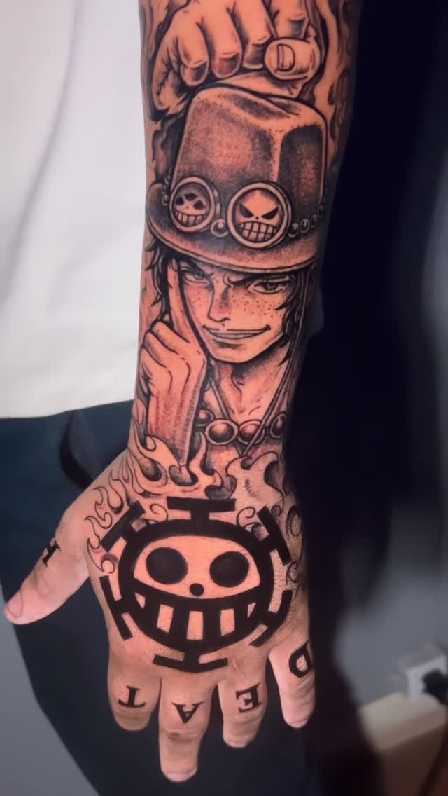 Tatuagem Neo Traditional — Ace — One Piece por Bagé