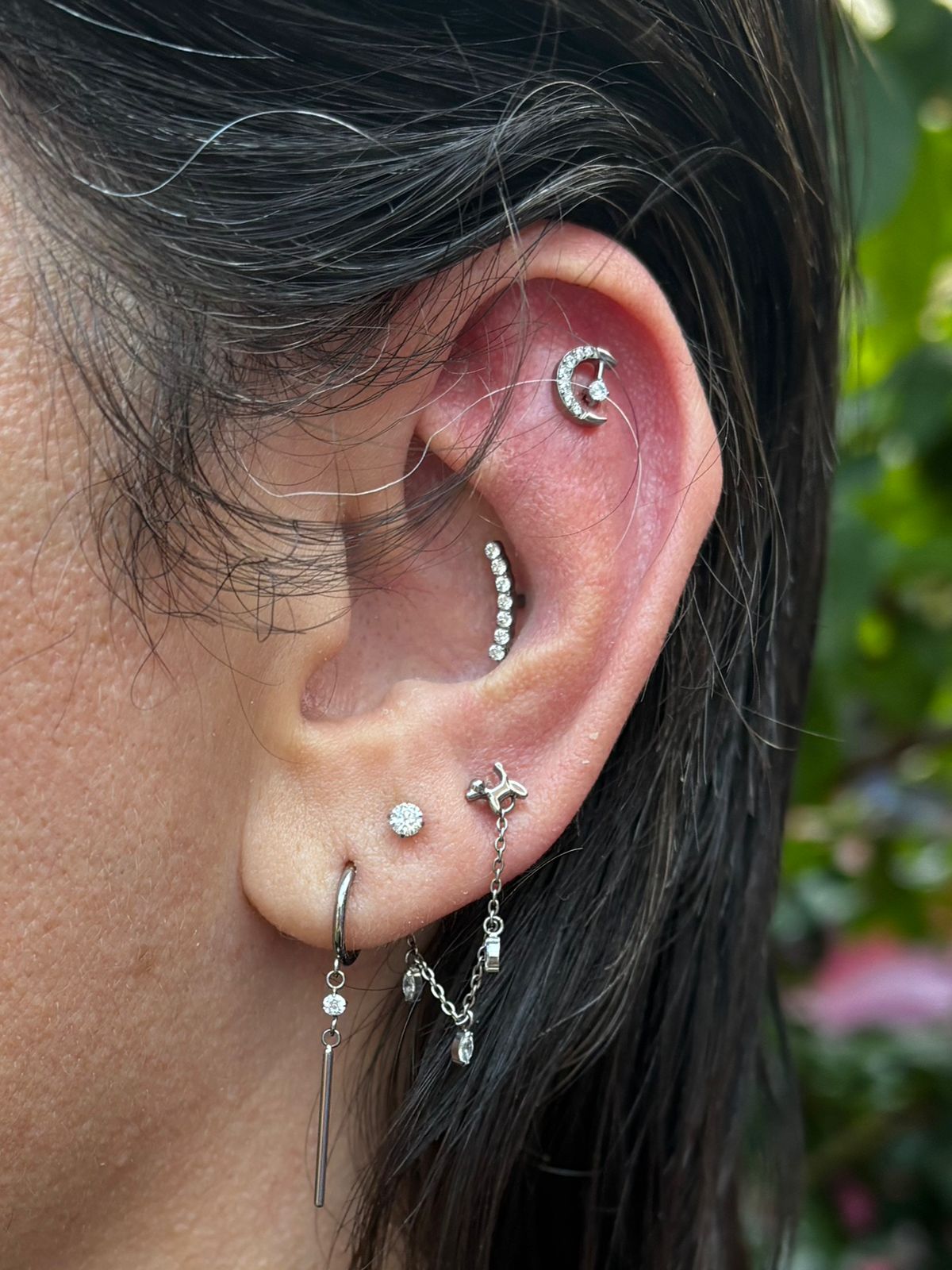 Ear curation em prata: helix, conch e lóbulos