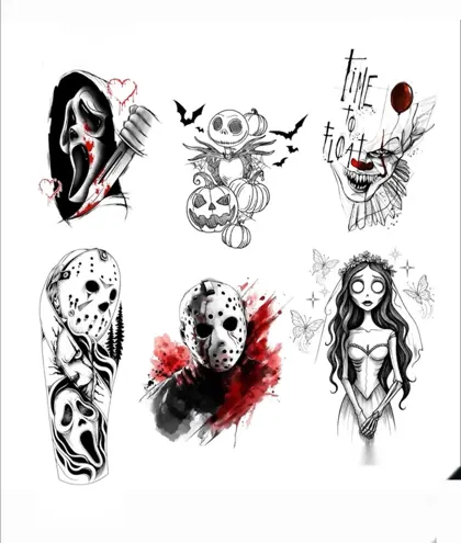 FLASH-10 — Ícones do terror — flash histórico de Halloween da Família Bagé Tattoo, Porto Alegre