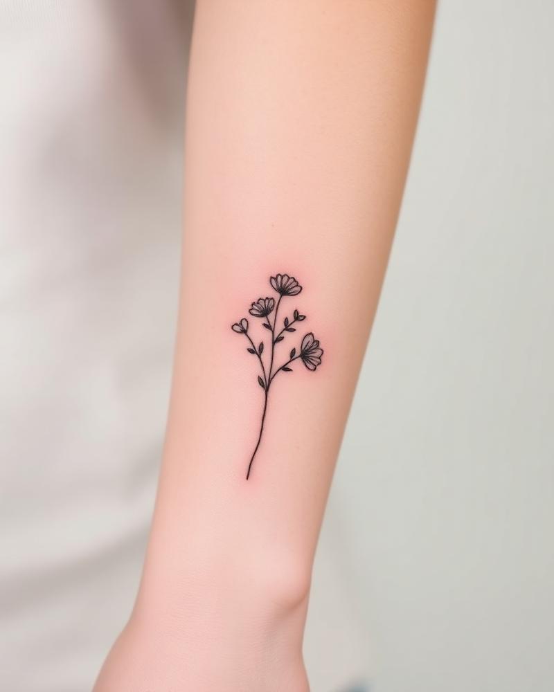 Tatuagem Fine Line — Botânica Delicada por Josi